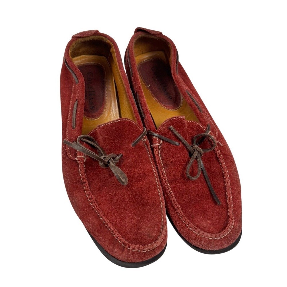 Cole Haan Womens Red Suede Driving Loafers Moc Toe Flats Size 8B D11738